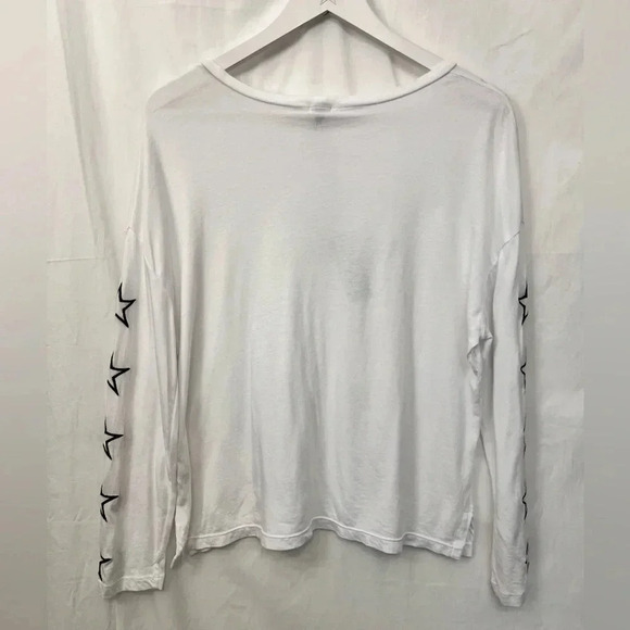 Monrow White Slouchy Long Sleeve Top Size XS Casual Lounge Grunge Rock - Picture 4 of 10